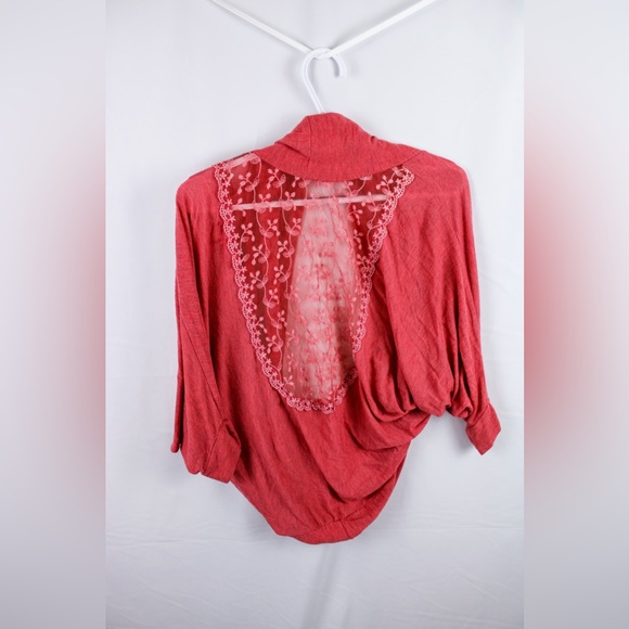 Wet seal coral/lace cardigan. OS - Picture 3 of 3